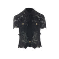 Self Portrait Women Black Lace Tie Neck Top