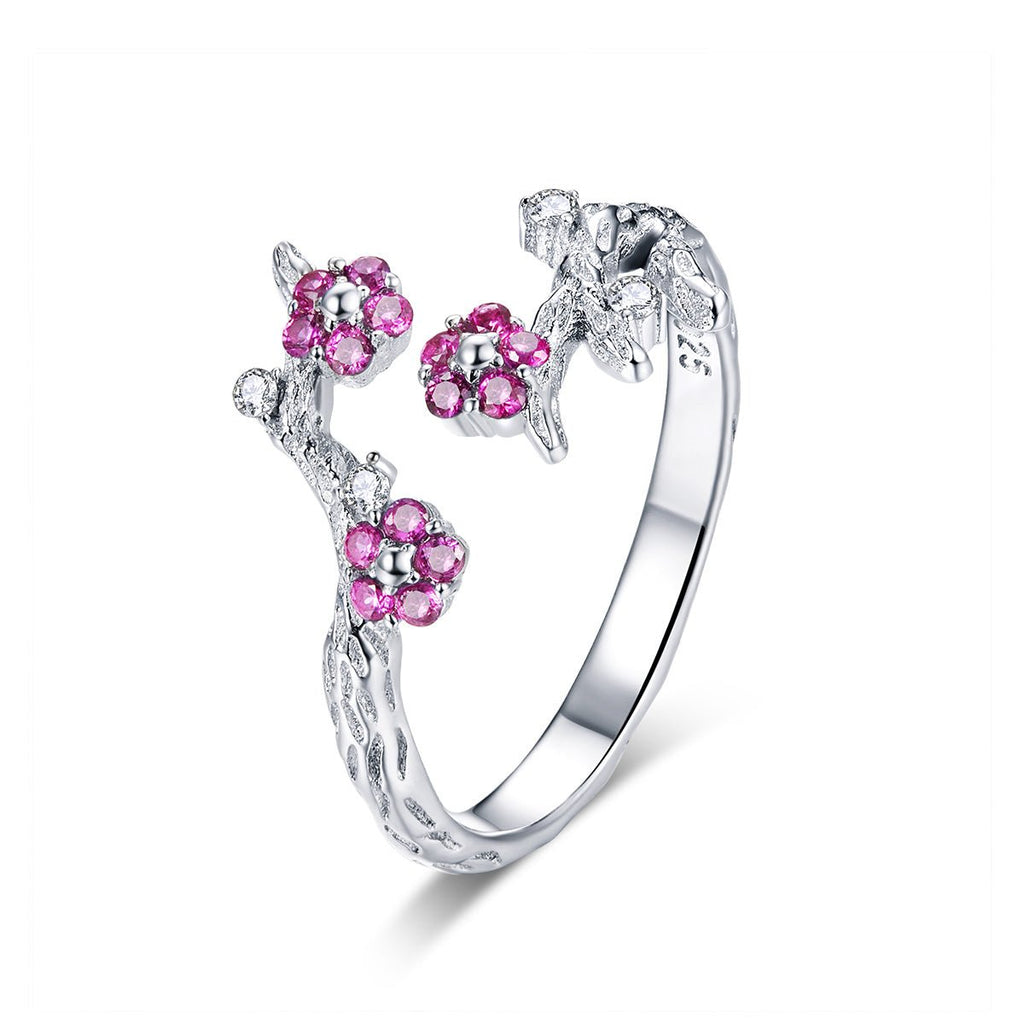 Blooming Pink Blossom Garden Adjustable Ring