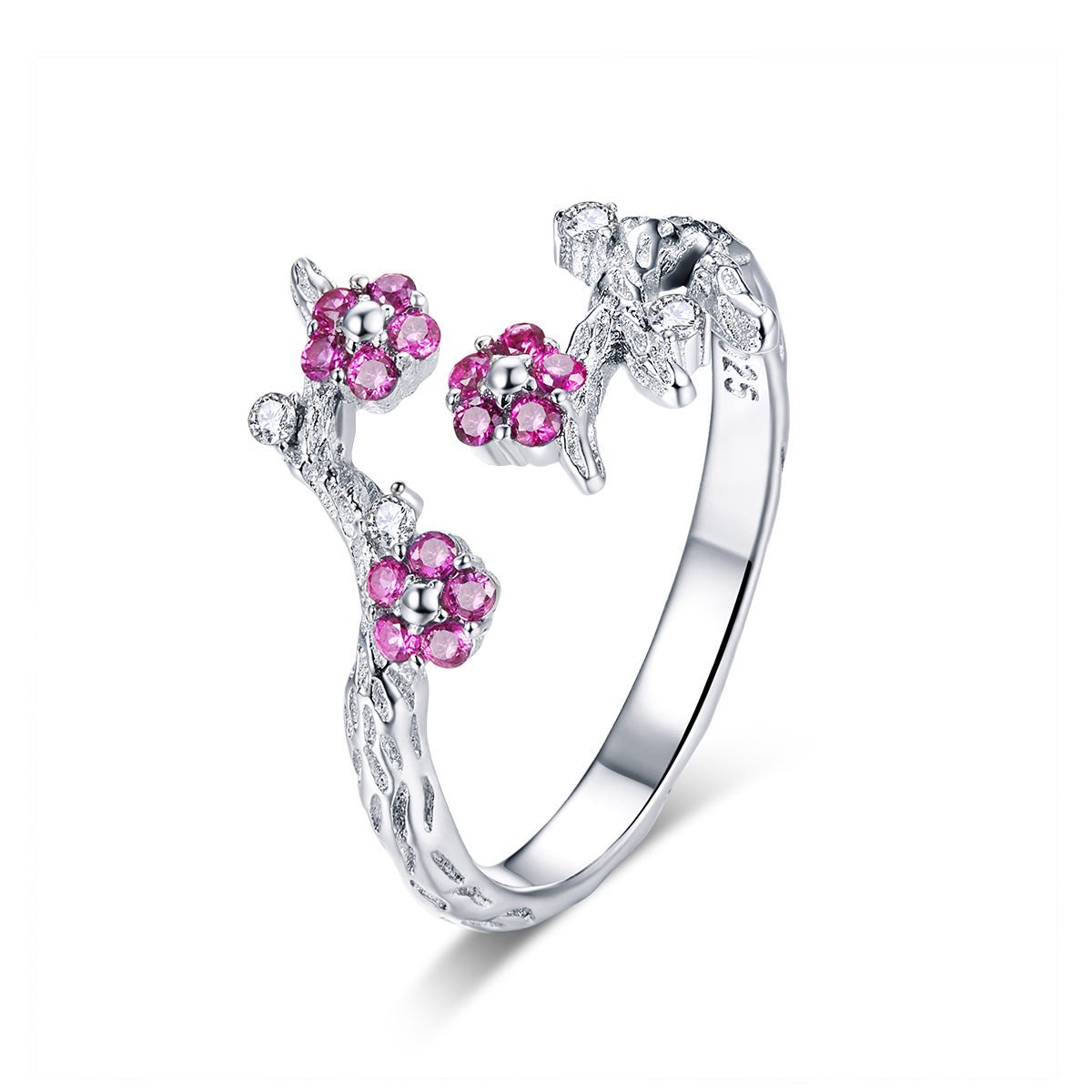 Blooming Pink Blossom Garden Adjustable Ring