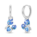 Blue Crab & Starfish Heart Hoop Earrings