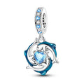 Blue Dolphins with Heart Ocean Sparkle Dangle Charm