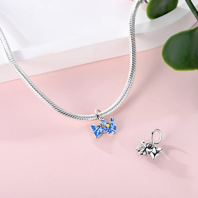 Blue Enamel Flower Charm