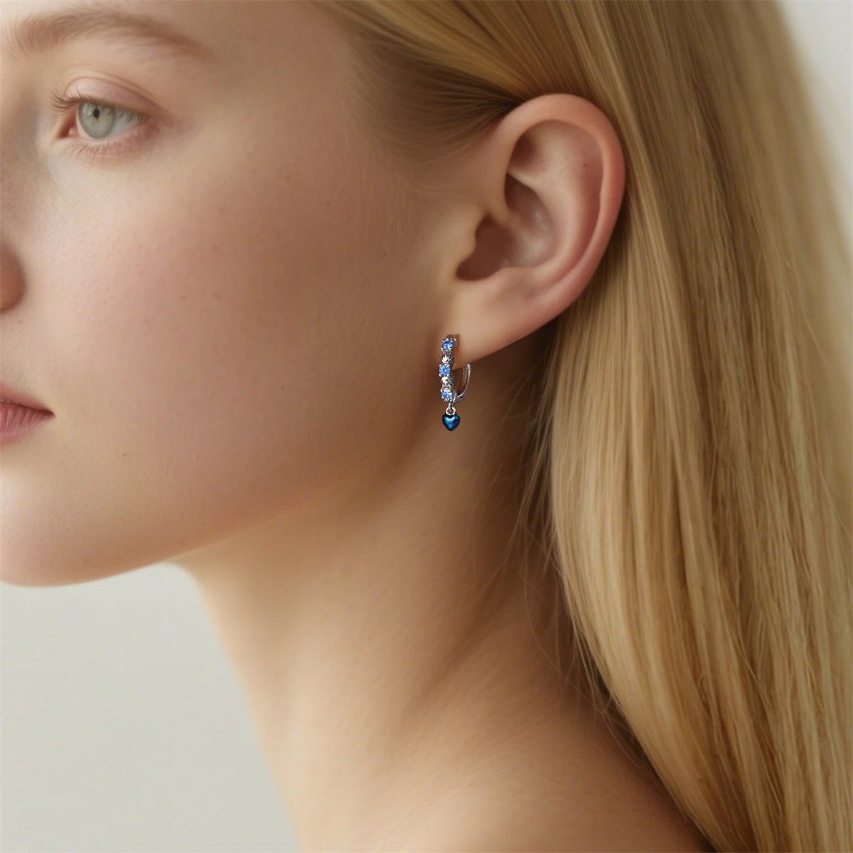 Blue Heart & Seashell Hoop Earrings