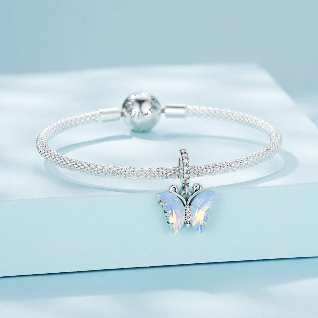 Blue Murano Glass Butterfly Dangle Charm