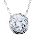 5/8ct Round Diamond Halo Pendant 14K White Gold W/ 18" Chain