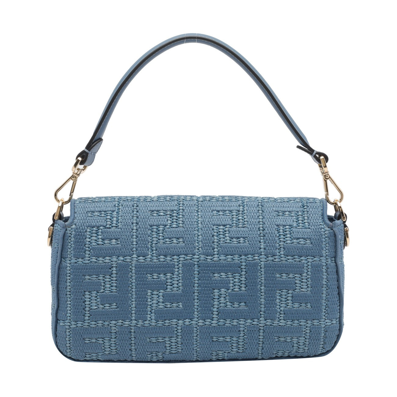 Fendi Women Braided Raffia Baguette With Ff Embroidery