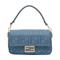 Fendi Women Braided Raffia Baguette With Ff Embroidery