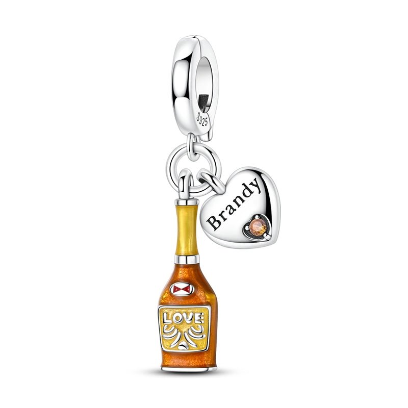Brandy Bottle & Heart “Brandy Lover” Dangle Charm