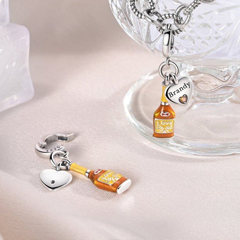 Brandy Bottle & Heart “Brandy Lover” Dangle Charm