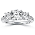 2ct Three Stone Round Diamond Engagement Ring 14K White Gold Size Selectable