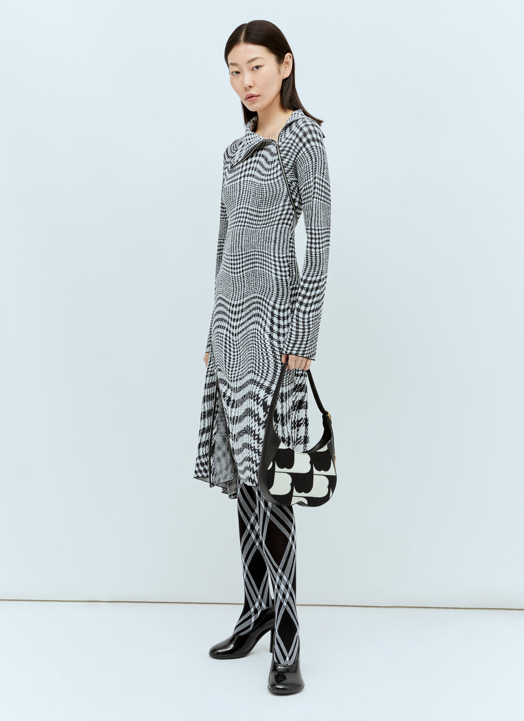 Burberry Women Warped Houdstooth Midi Dress