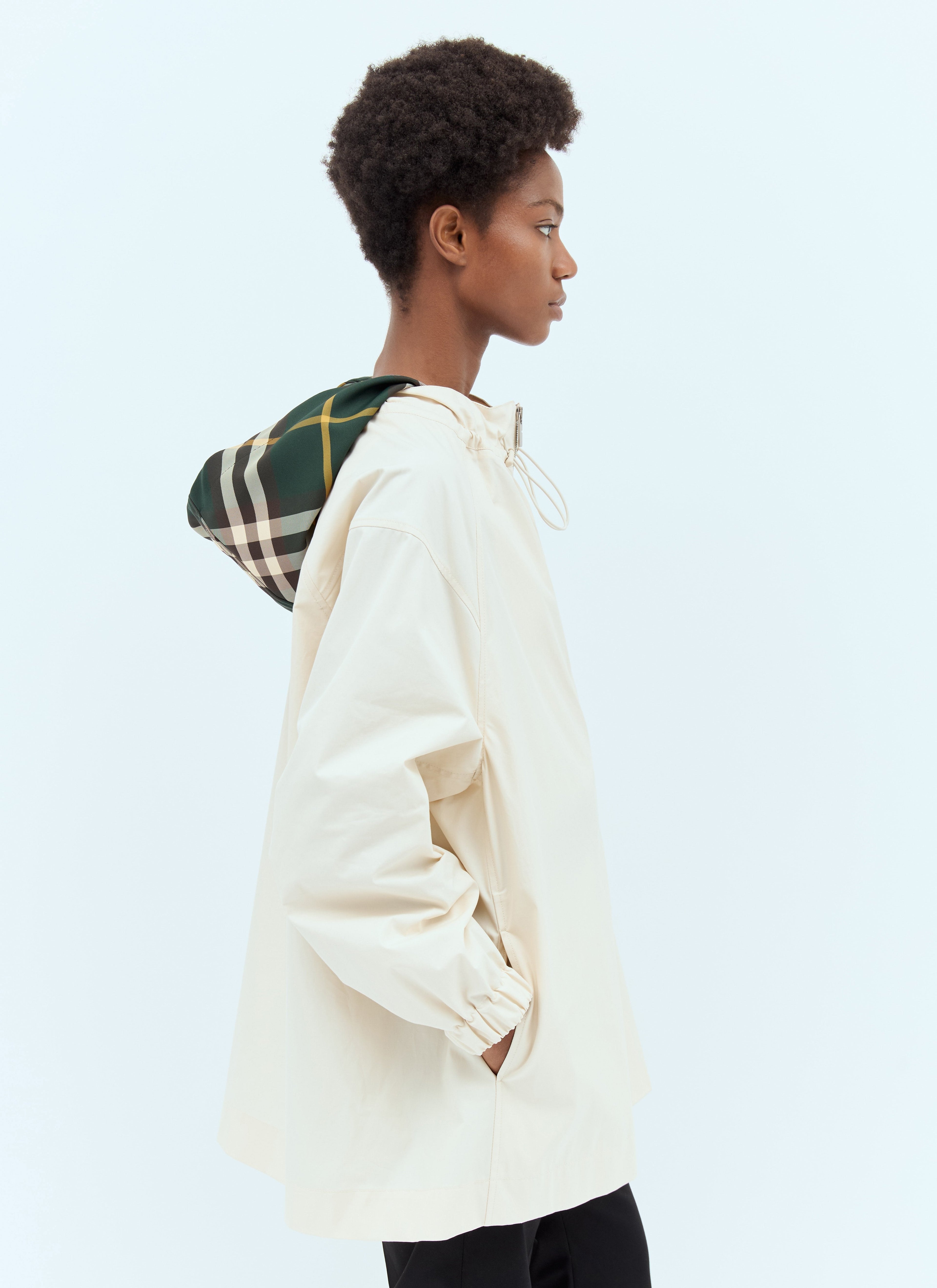 Burberry Women Check Hood Gabardine Parka