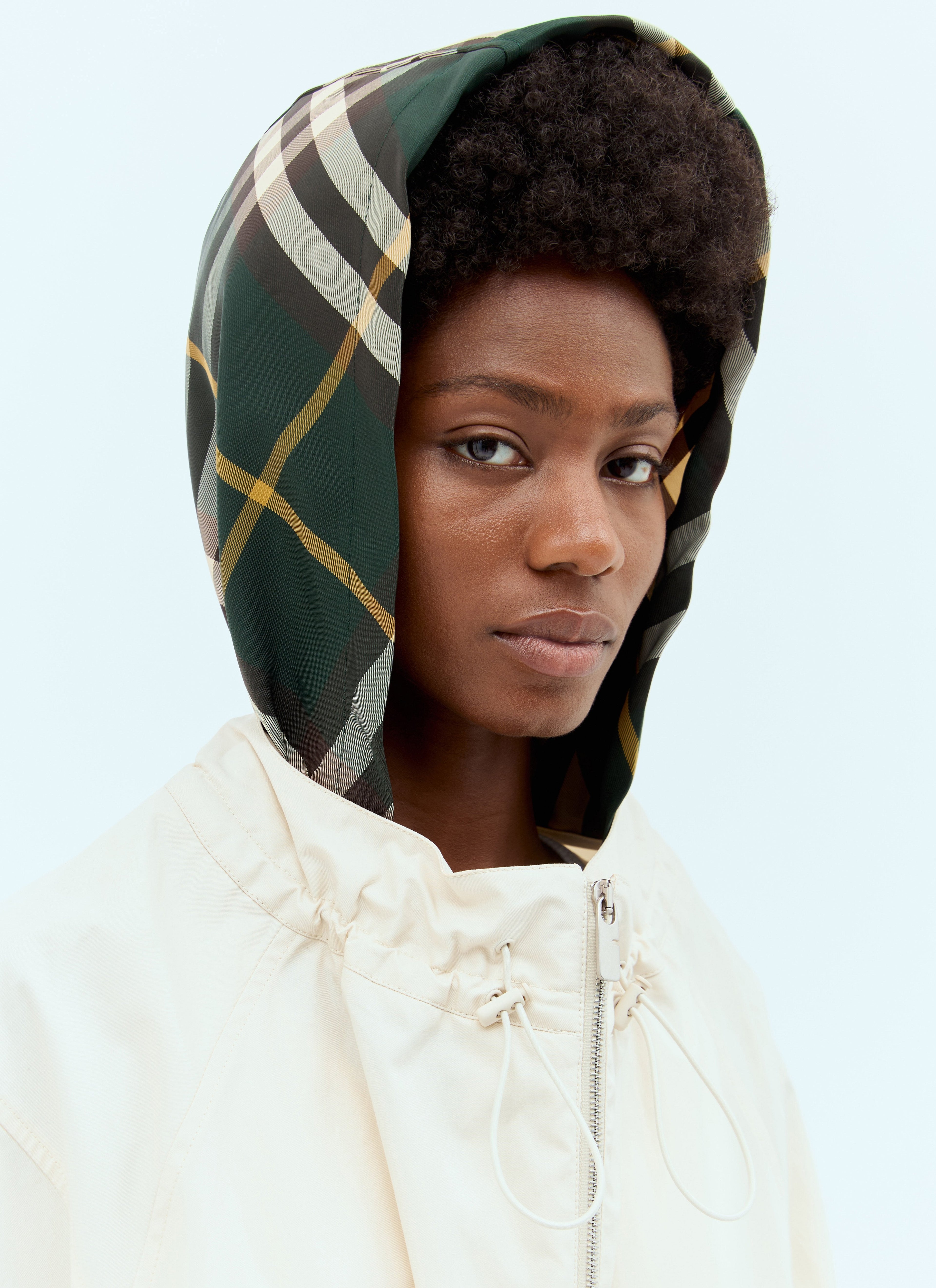 Burberry Women Check Hood Gabardine Parka