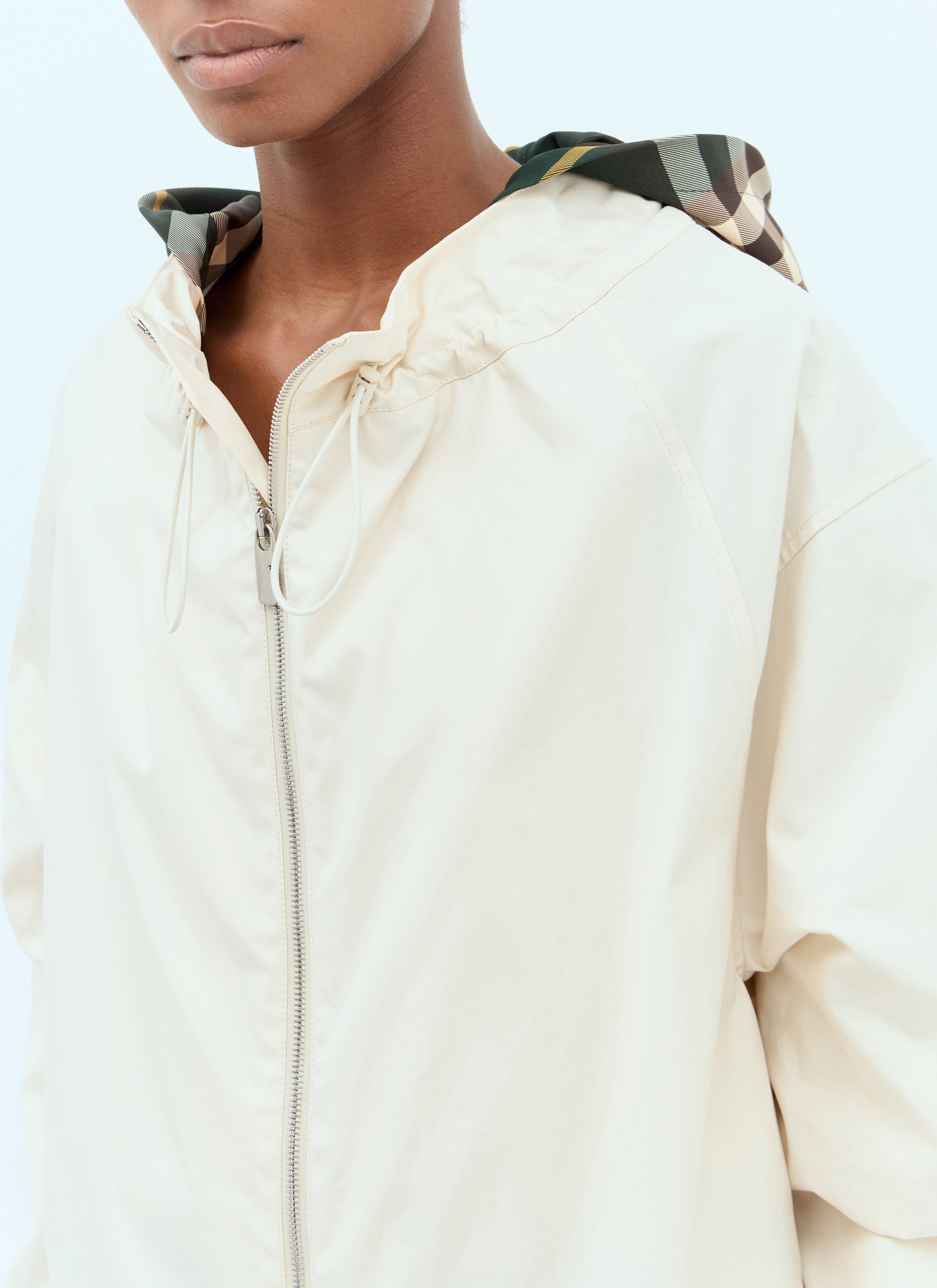 Burberry Women Check Hood Gabardine Parka