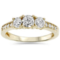 1ct 3 Stone Diamond Engagement Ring 14K Yellow Gold Size Selectable
