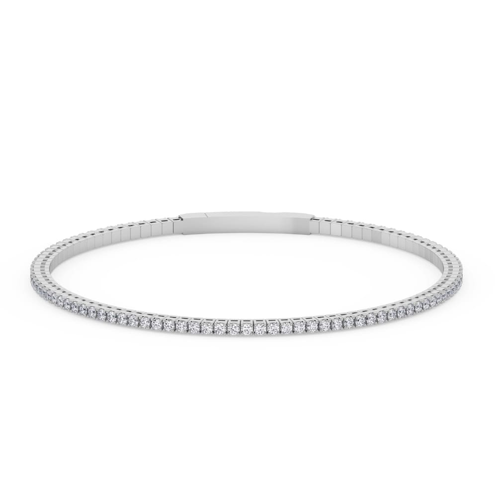 1Ct Diamond Flexible Oval Bangle Women's Bracelet 14k White Gold Lab Grown Size: 6.75