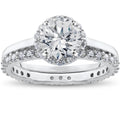 2 ct Eco Freindly Lab Created Diamond Madelyn Halo Engagement Ring & Eternity Ring Size Selectable