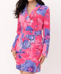 Floral Print Belted Blazer Dress In Fuchsia-Blue