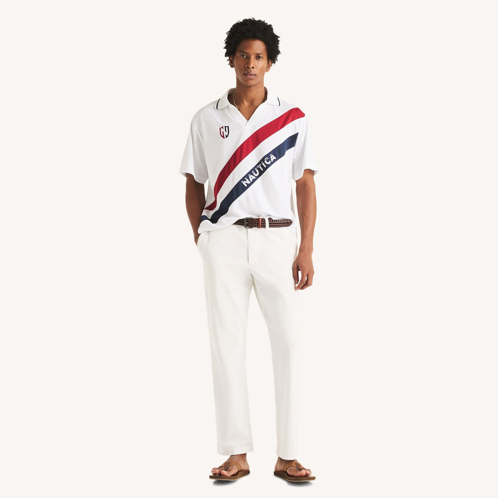 Nautica Mens Relaxed Fit Performance Johnny Collar Polo