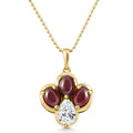 4Ct Pear Diamond & Cabachon Garnet Angelica Pendant 14k Gold Necklace Lab Grown Size: 18