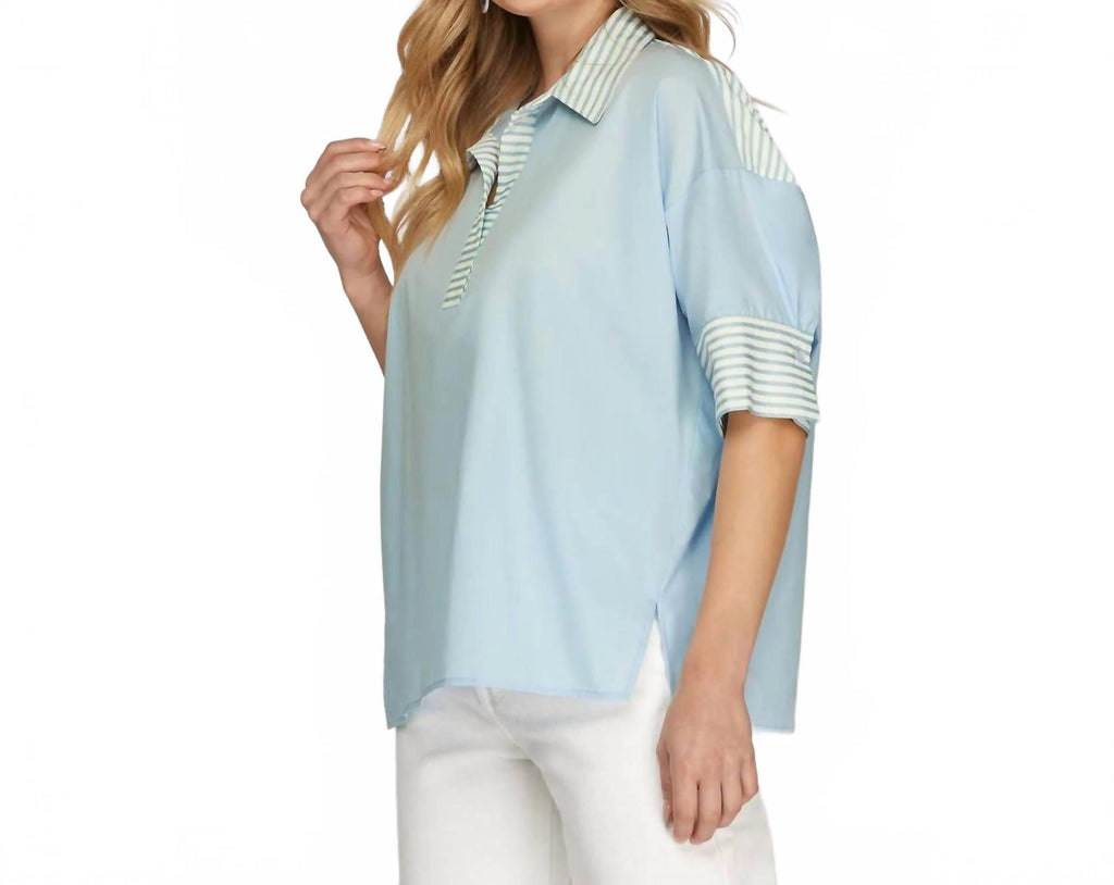 Prep Oversized Top In Light Blue