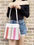 Kate Spade Stripe Appliqué Small Bucket Bag Shoulder Tote Crossbody Multi Color