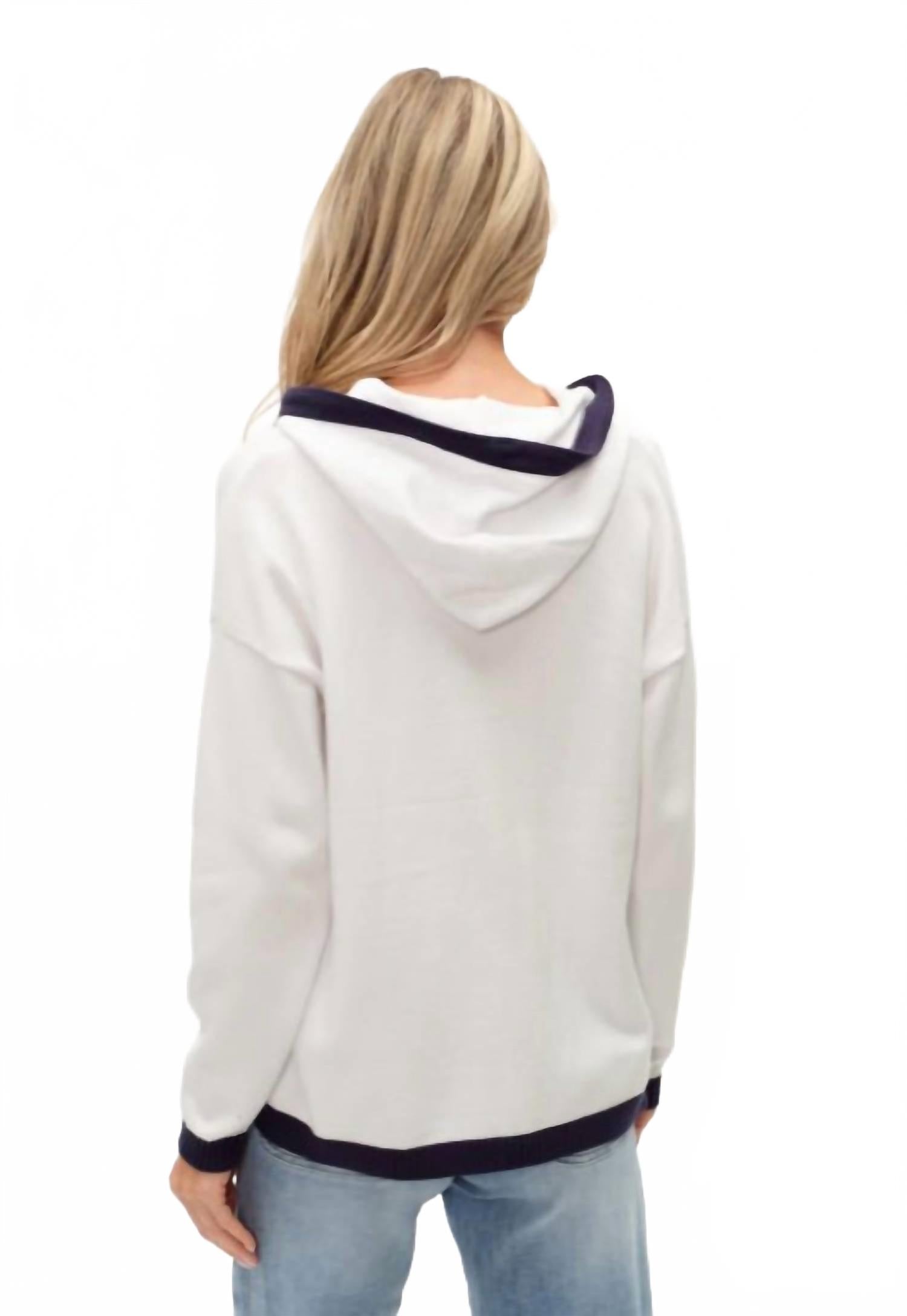 Jessie Colorblock Hoodie In White/navy
