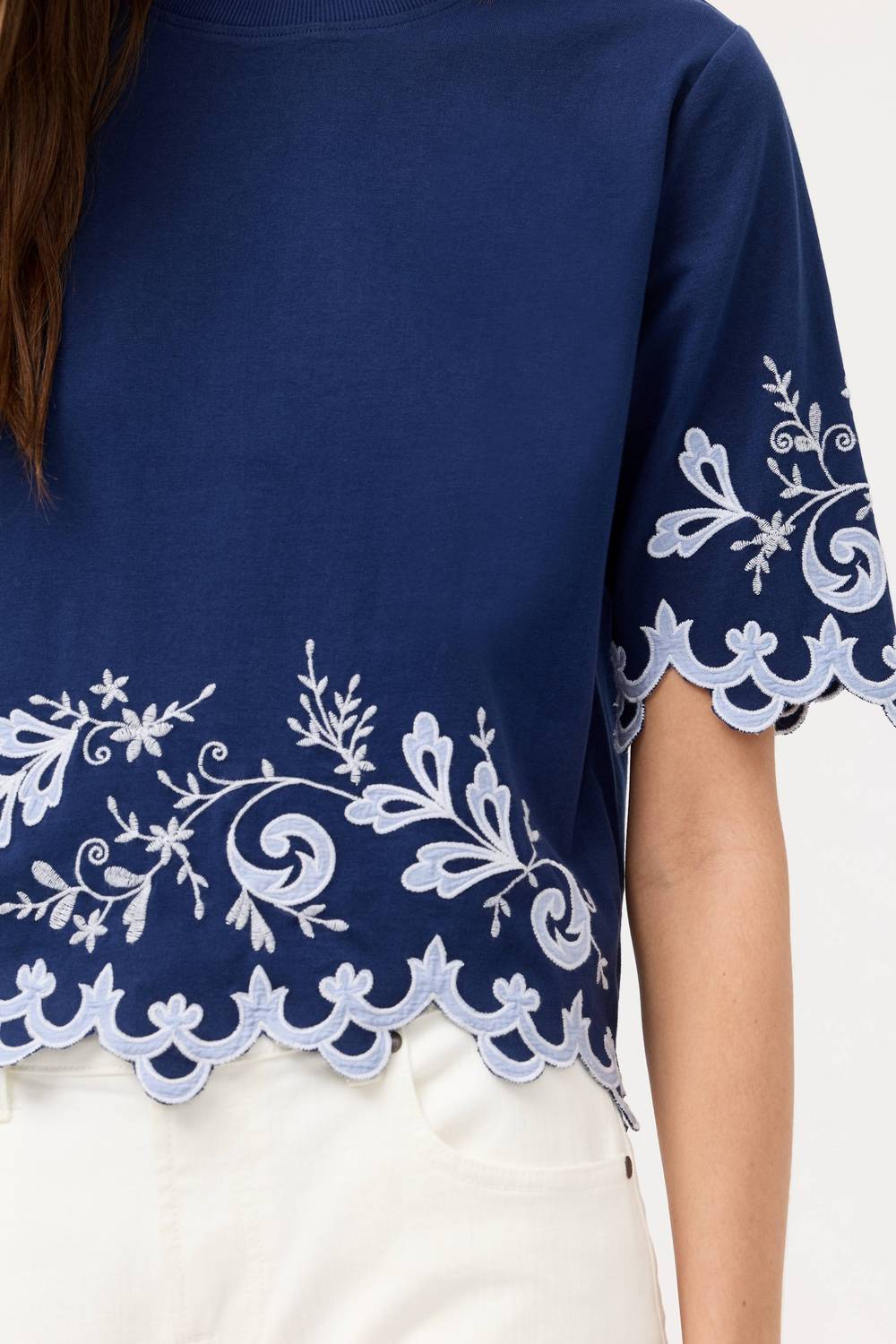 Addeline Elbow Sleeve Tee In Navy
