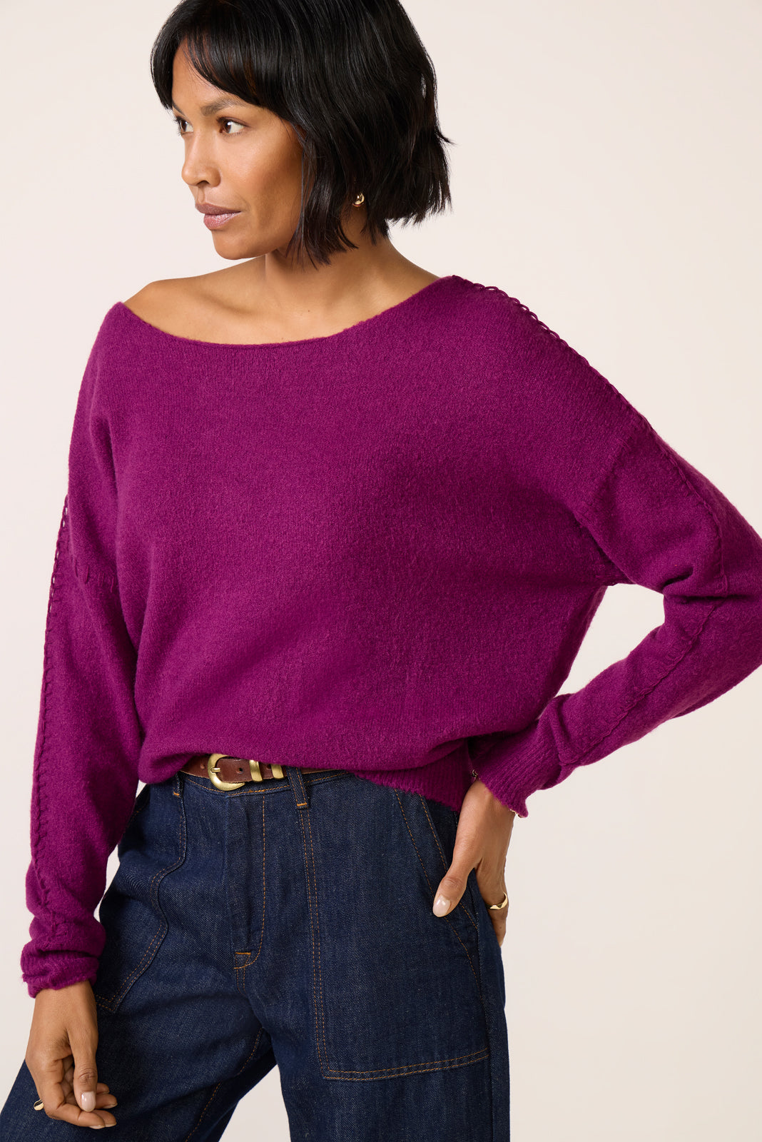 Women's Jessie Whipsitch Off Shoulder Sweater Top