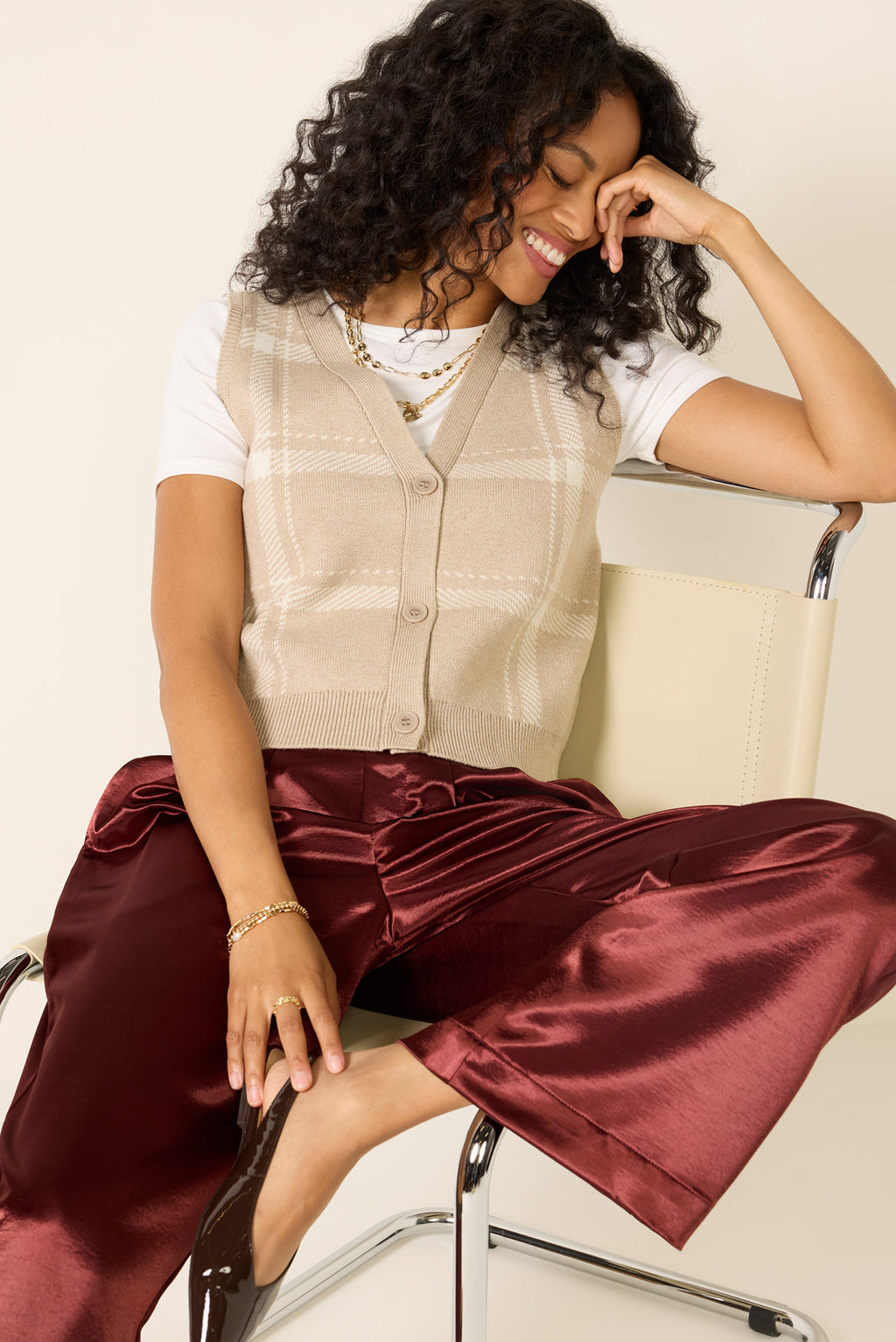 Women's Oliver Plaid Sweater Vest