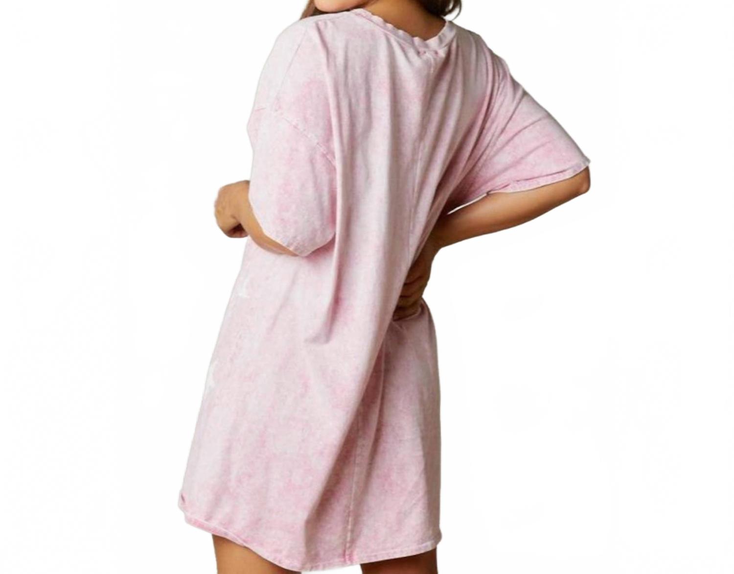 Star Print Mini Shirt Dress In Washed Pink