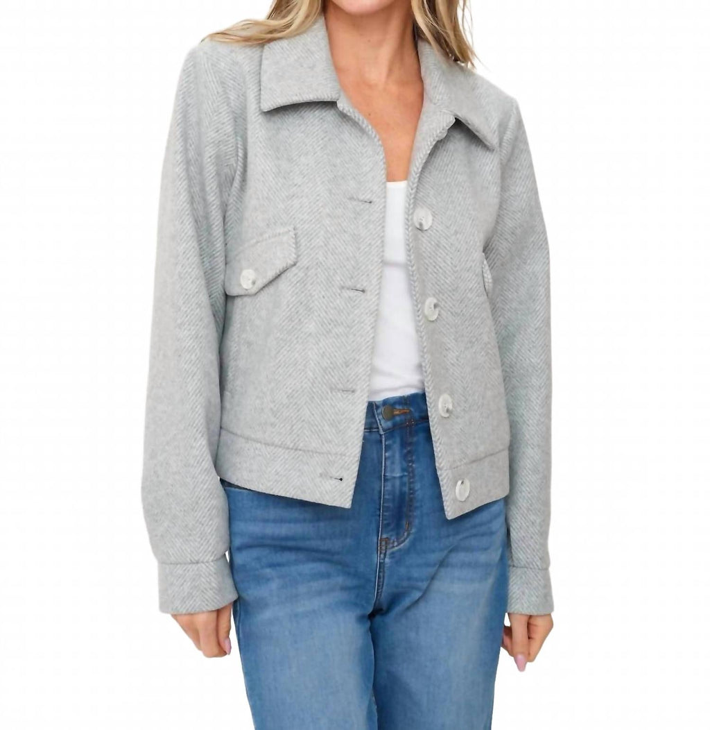 Katrina Herringbone Jacket In Grey