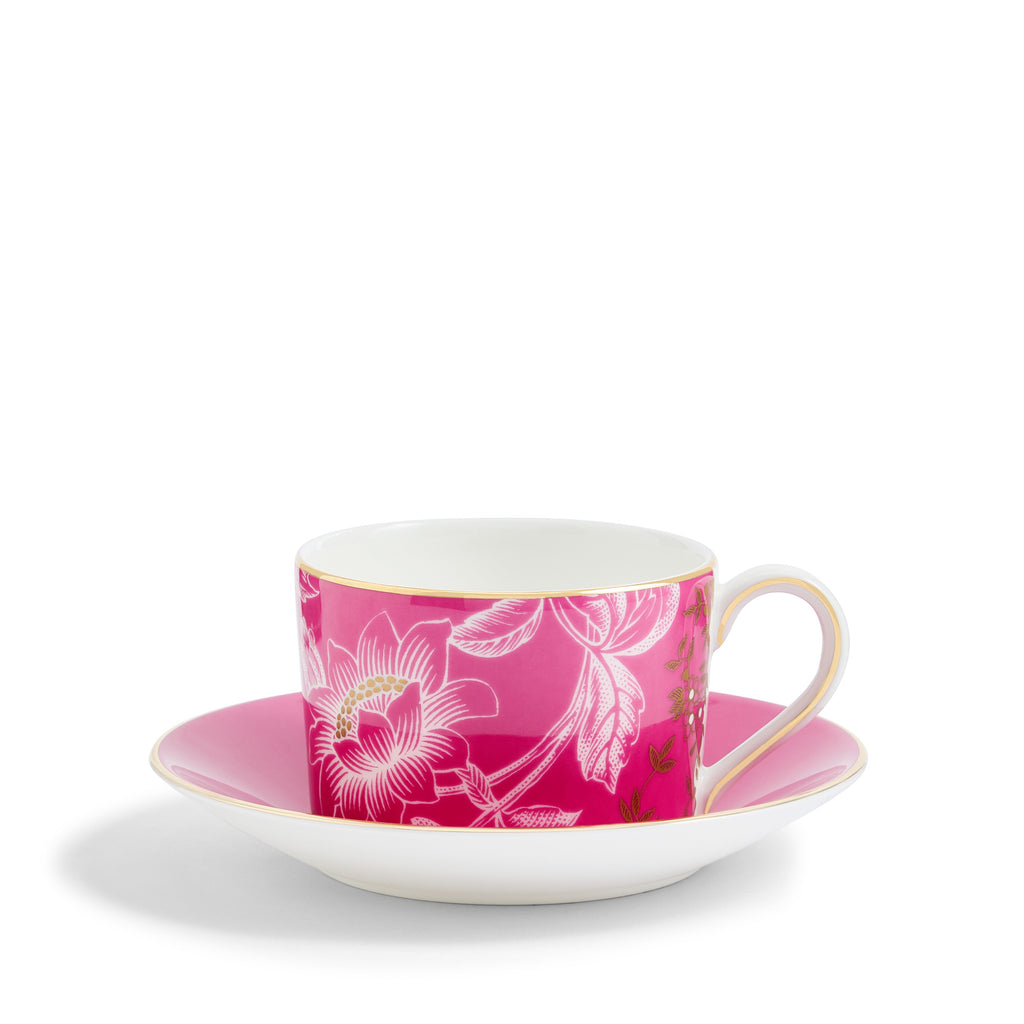 Wonderlust Pink Tonquin Teacup & Saucer