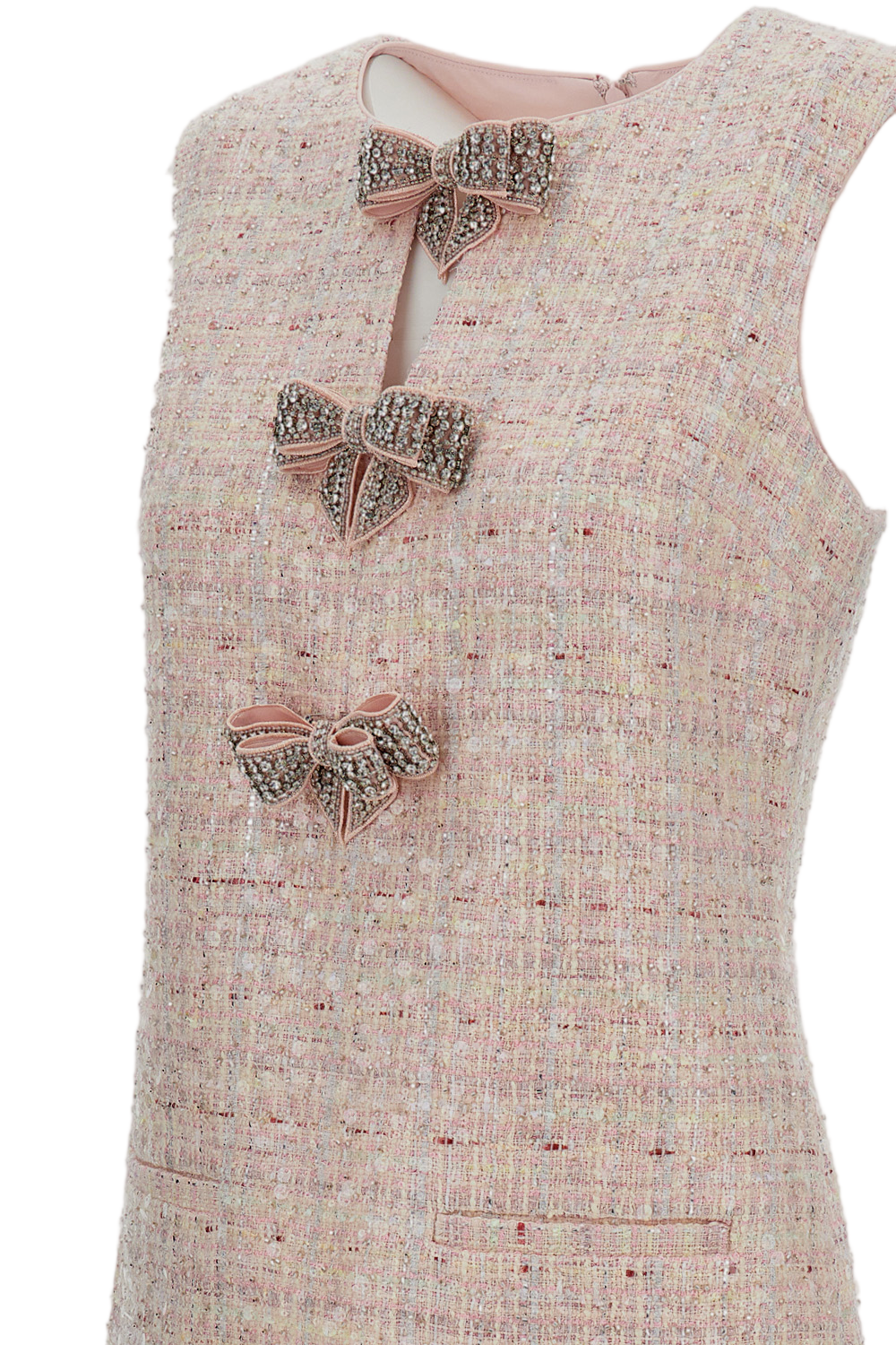 Sequin Boucle Bow Mini Dress