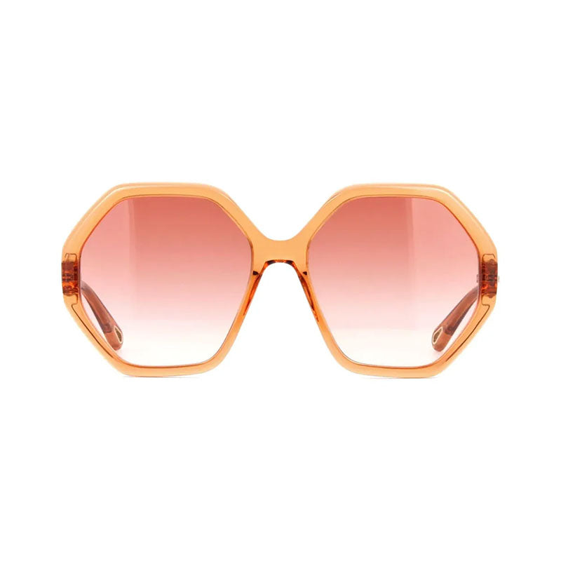Chloe Sunglasses Square Full Rim, Orange Frame And Orange Gradient Lens Ch0008S001