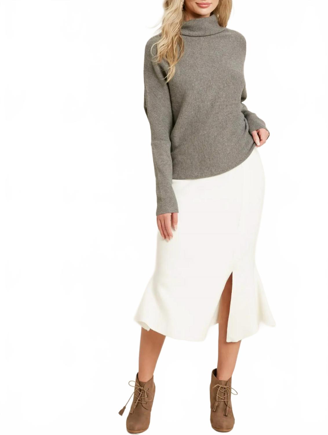 Slouch Neck Dolman Sleeved Pullover In Dark Grey