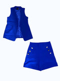 Women's Vest And High Waisted Short Set In Royal Blue