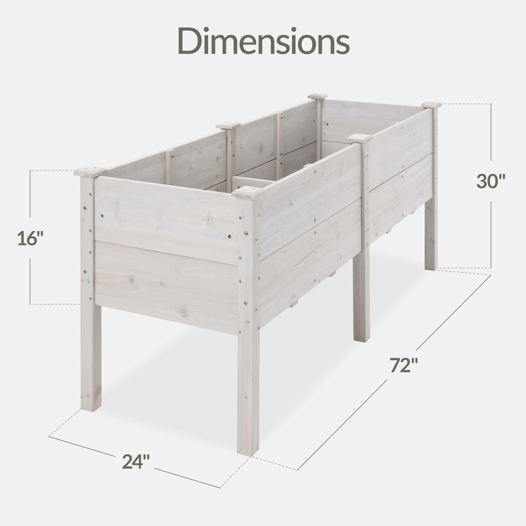 Best Choice Products 72" x 24" x 30" Raised Garden Bed, Extra Deep 16" Depth, Elevated Wood Planter Stand - White