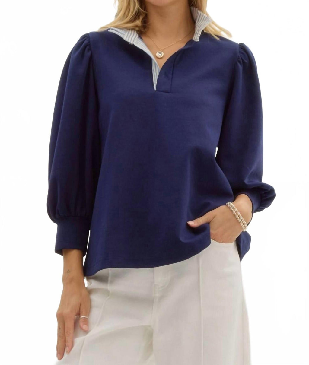 Beckham Pullover Top In Navy