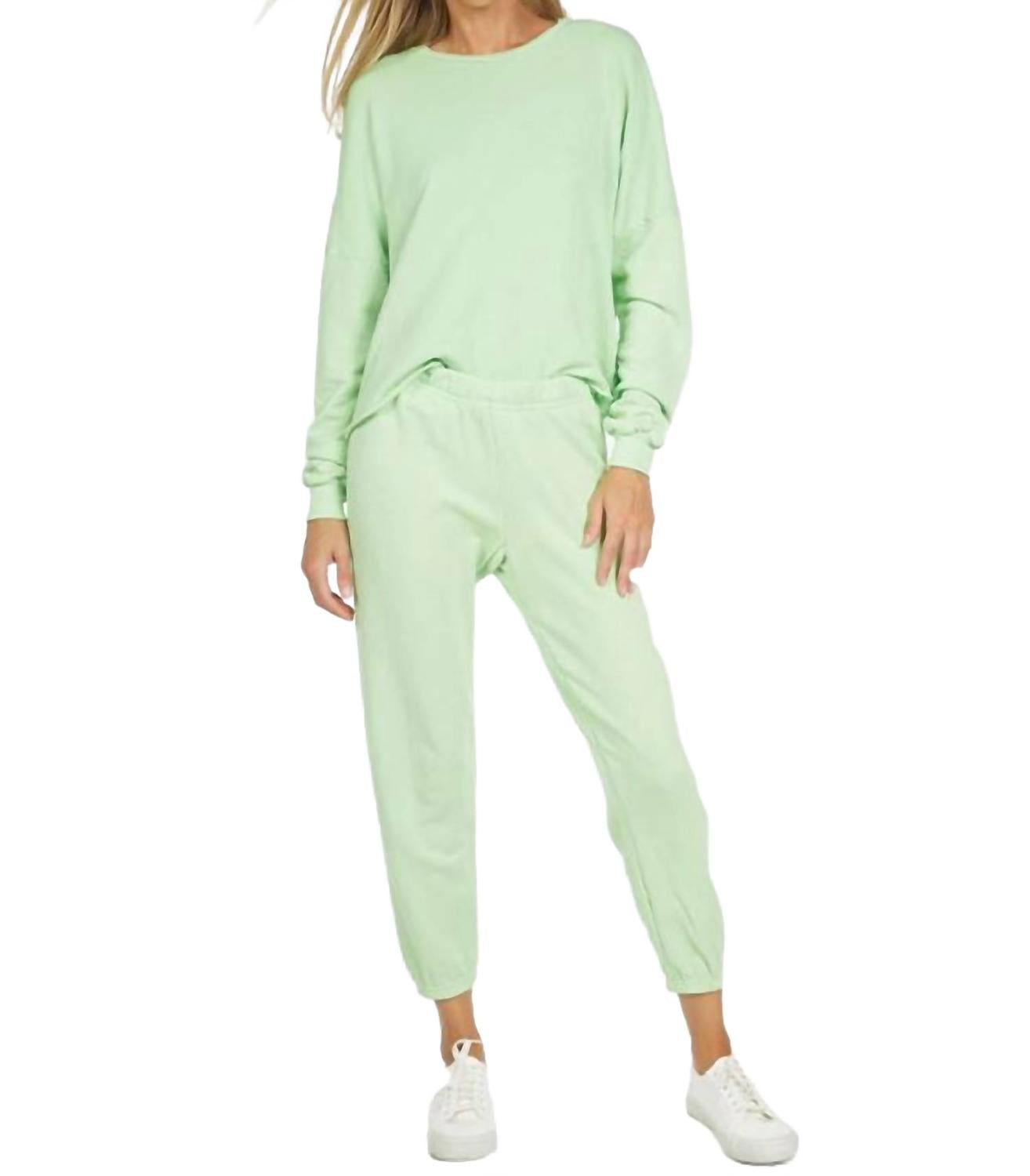Travis Crop Pullover In Slime Green