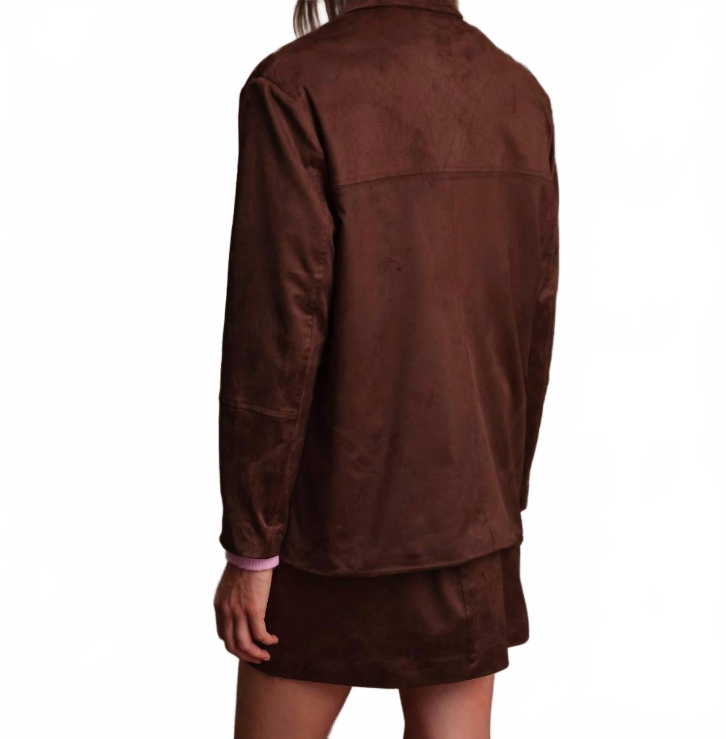 Dereck Faux Suede Blazer In Chocolate