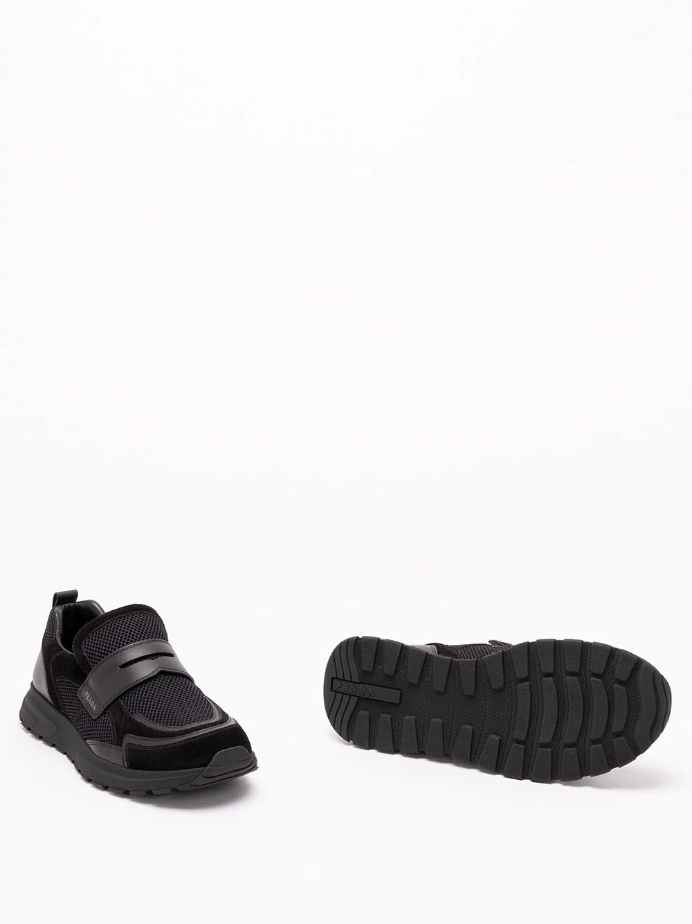 Prada Men Mesh And Leather Sneakers