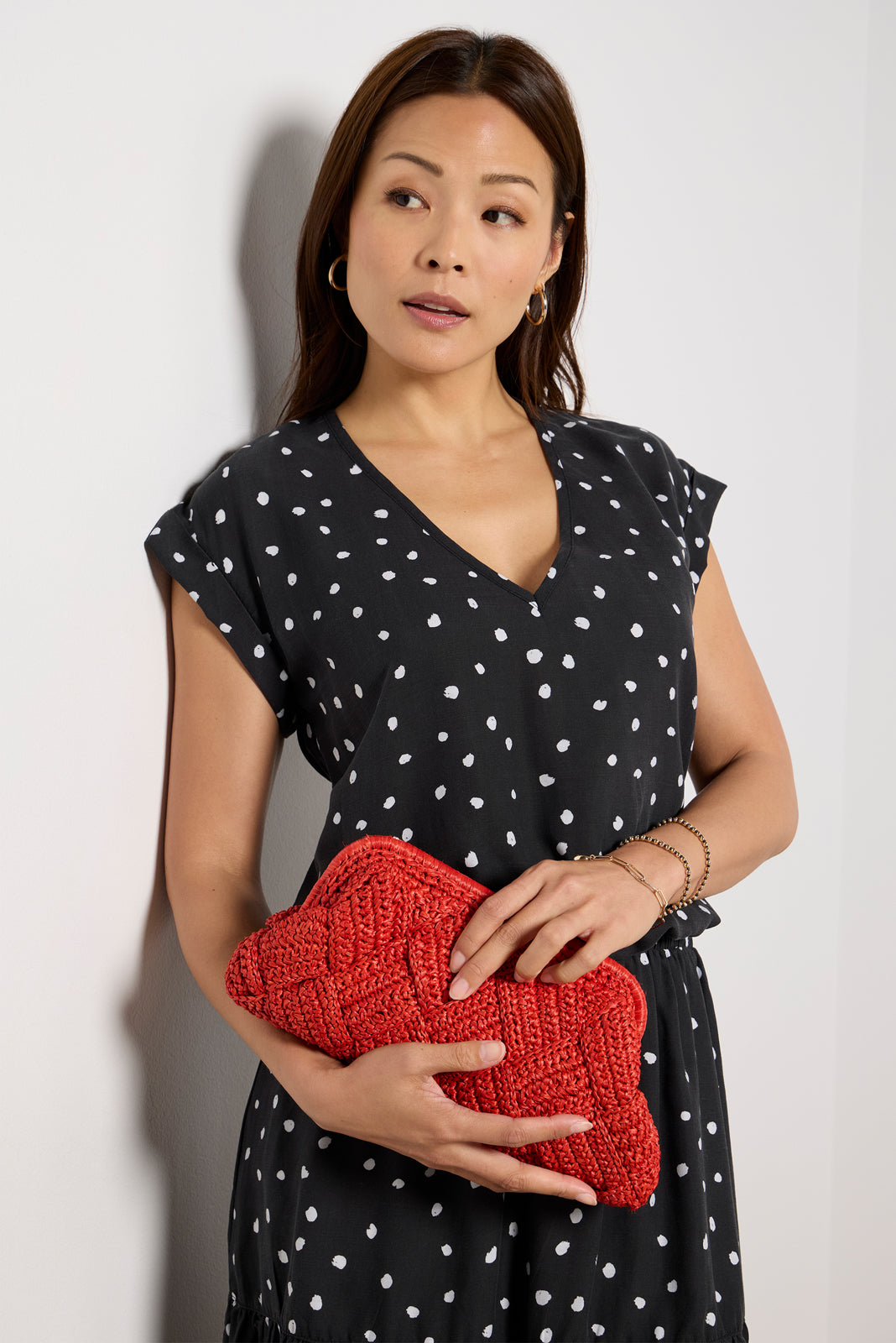 Women's Textured V Neck Top