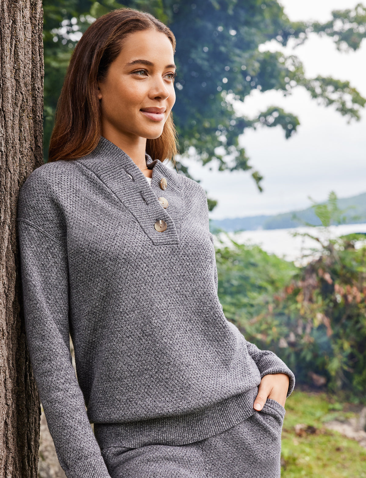Women's Sweater Lounge Henley Shirts