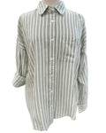Women's Vienna Boyfriend Button Down Shirt In Sage Stripe
