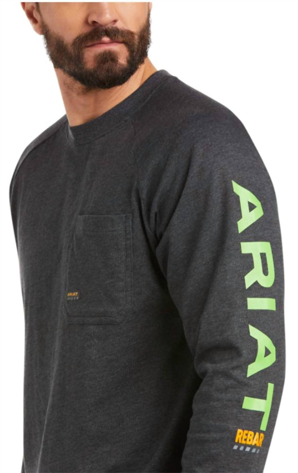 Men's Rebar Cotton Strong Graphic Team Top In Charcoal/green
