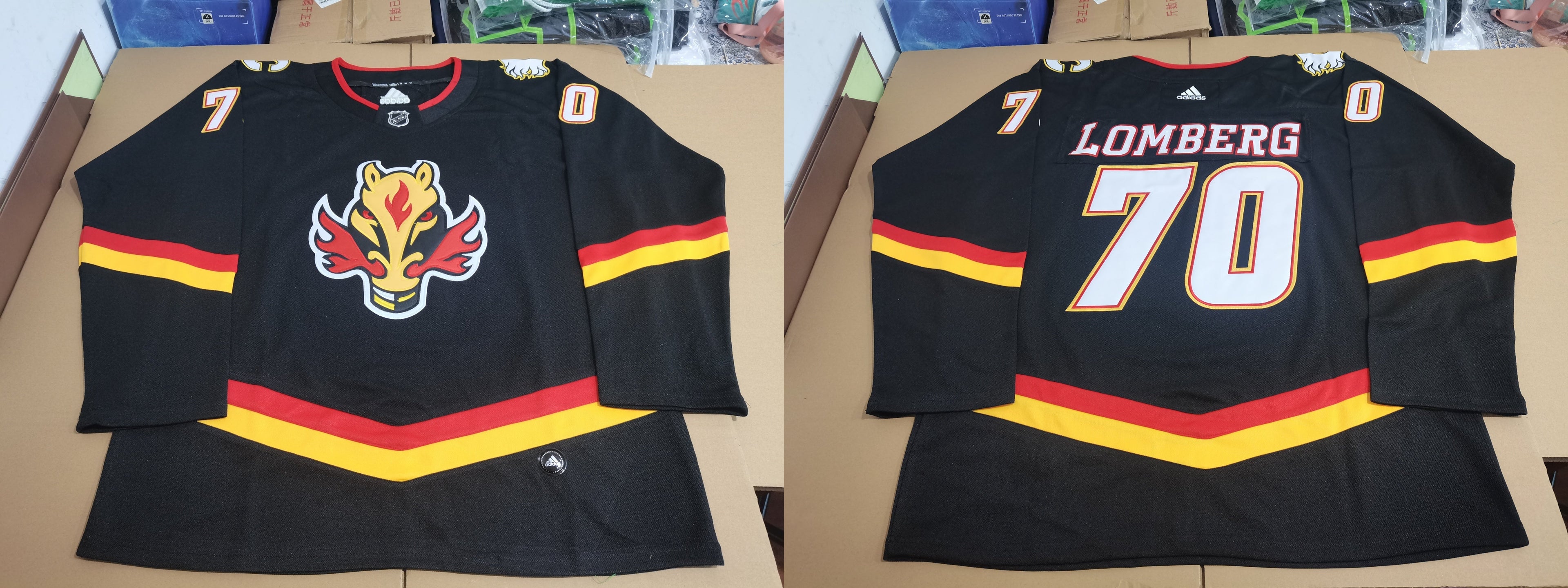 Men's Calgary Flames Ryan Lomberg #70 Black Player Game jersey
