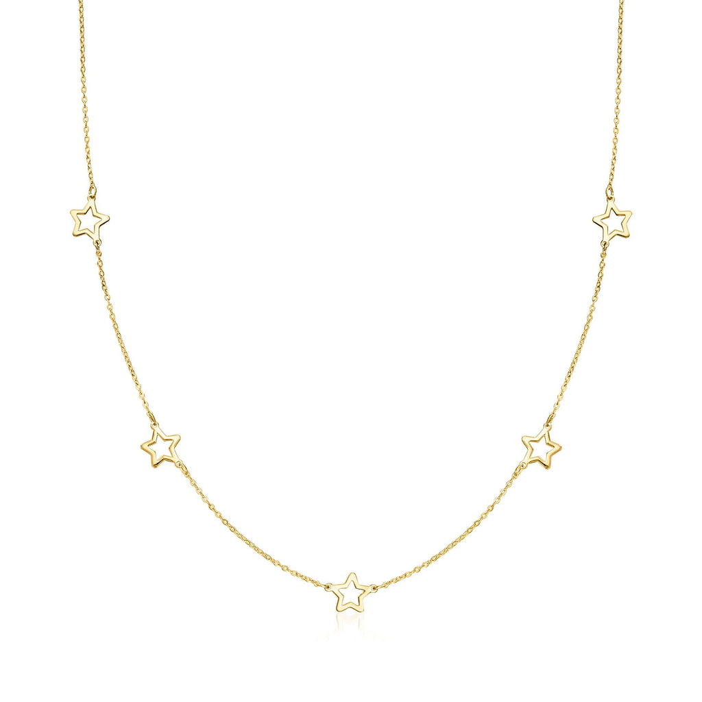 Ross-Simons Italian 10kt Yellow Gold Open-Space Star Station Necklace