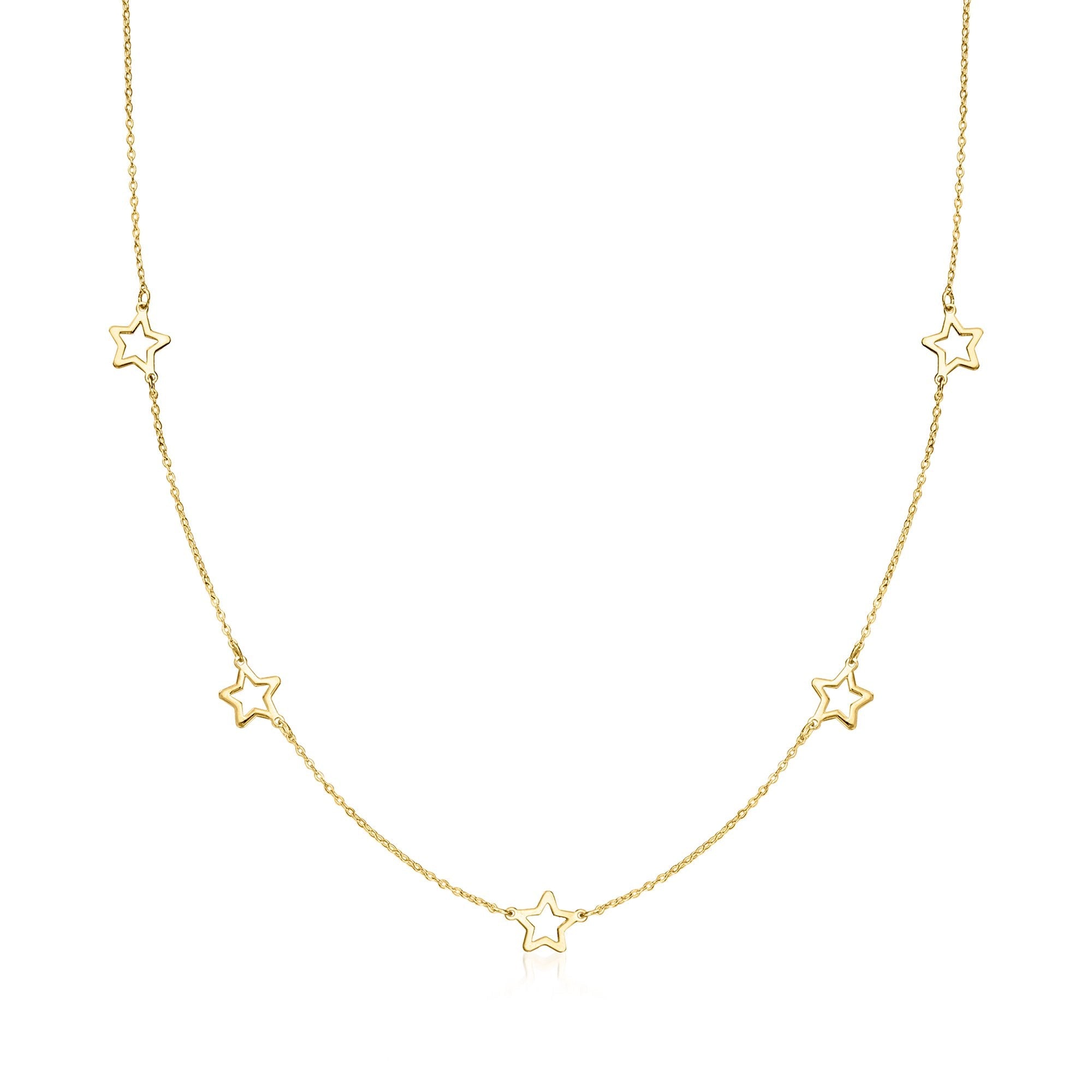Ross-Simons Italian 10kt Yellow Gold Open-Space Star Station Necklace