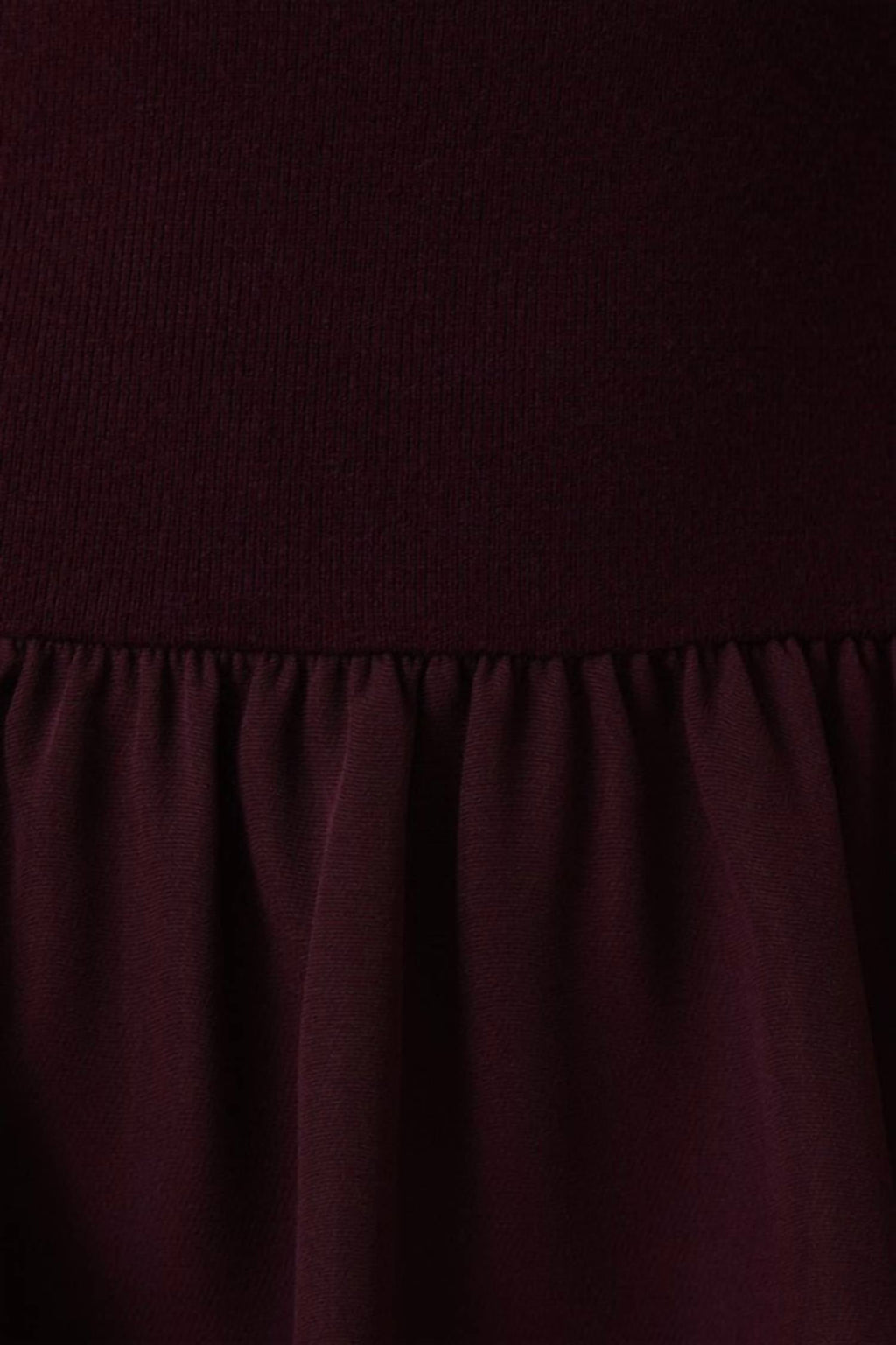 Round Neck Mix Midi Dress In Burgundy